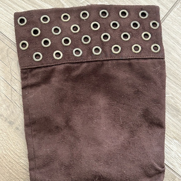 Daisy Fuentes - Brown Grommet-Trim High Heel Knee Boots - Picture 2 of 4